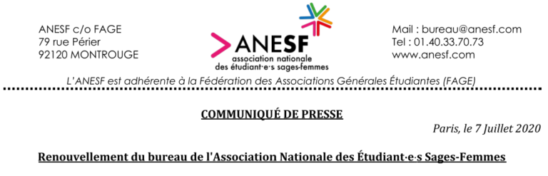 Communiqué de presse – Renouvellement du Bureau National de l’ANESF