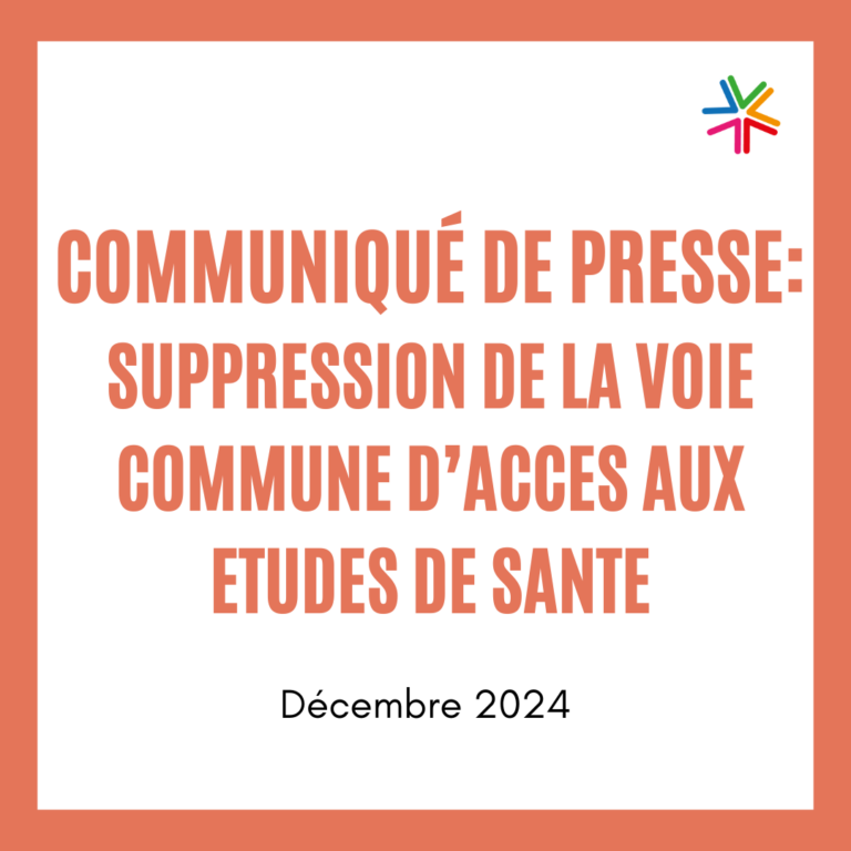 Communiqué de presse – Suppression de la voie commune d’accès aux études de santé : menace pour l’orientation et danger pour le système de santé